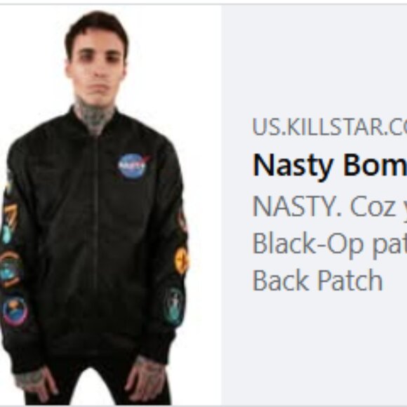 KILLSTAR Nasty black unisex satin bomber jacket RARE HTF - Picture 2 of 8